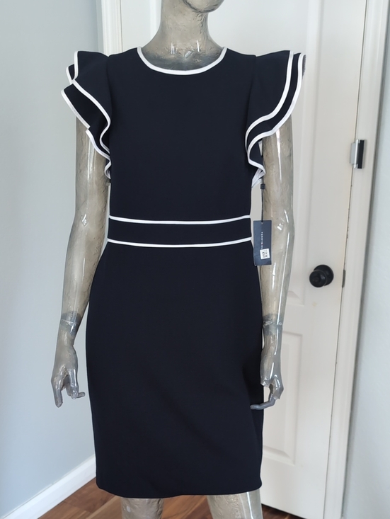 Tommy Hilfiger Dresses & Skirts - Tommy Hilfiger Navy Flutter Sleeve Sheath Dress Size 8 Nwt ❤️